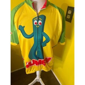 Retro Image Apparel Gumby Cycling Jersey Men's XL Short Sleeve Yellow Green